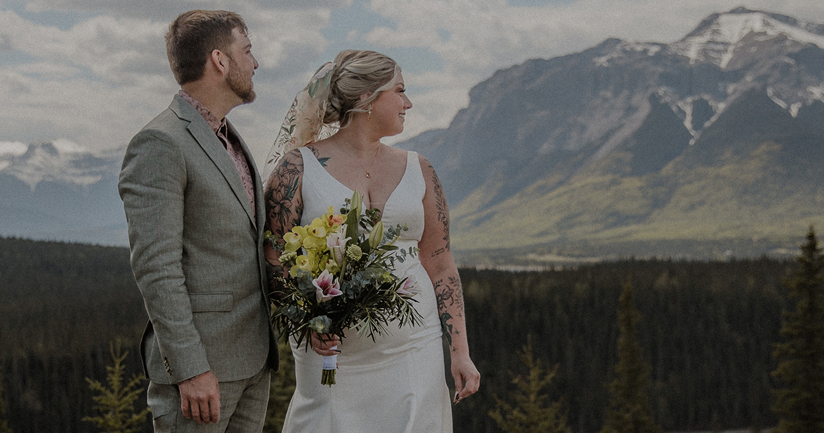 Bride and Groom in the Rocky Mountains